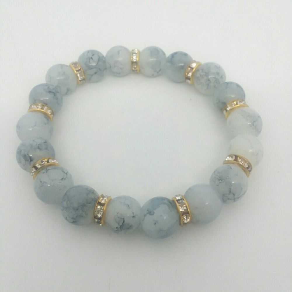 White/Greyish Blue Marble Pattern Bracelet